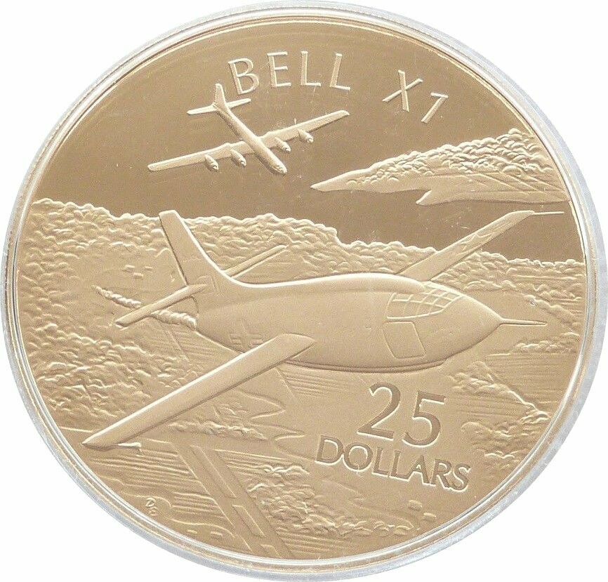 2005 Solomon Islands History Powered Flight Bell X-1 $25 Silver Gold Proof 1oz Coin