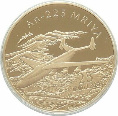 2005 Solomon Islands Powered Flight AN-225 Antonov Mriya $25 Silver Gold Proof 1oz Coin