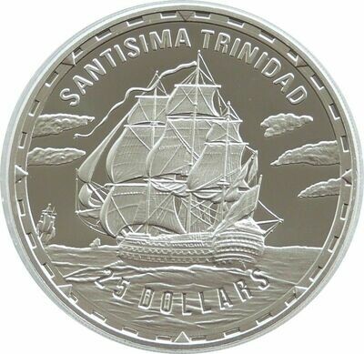 2005 Solomon Islands Legendary Fighting Ships Santisima Trinidad $25 Silver Proof 1oz Coin