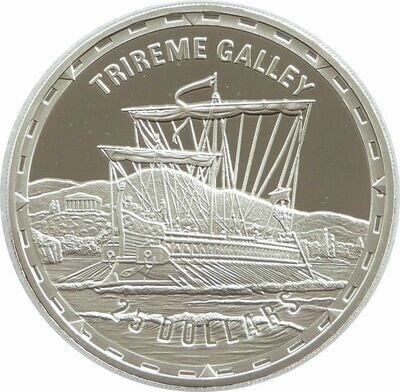 2005 Solomon Islands Legendary Fighting Ships Trireme Galley $25 Silver Proof 1oz Coin