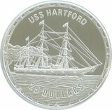 2007 Solomon Islands Legendary Fighting Ships USS Hartford Ship $25 Silver Proof 1oz Coin