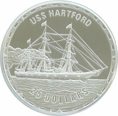 2007 Solomon Islands Legendary Fighting Ships USS Hartford Ship $25 Silver Proof 1oz Coin