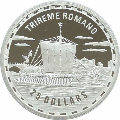 2007 Solomon Islands Legendary Fighting Ships Trireme Romano $25 Silver Proof 1oz Coin