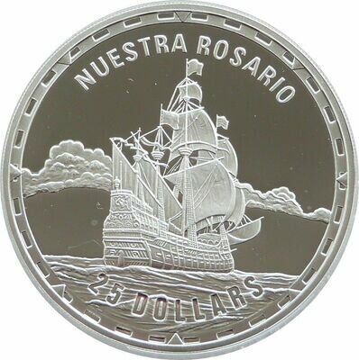 2007 Solomon Islands Legendary Fighting Ships Nuestra Rosario $25 Silver Proof 1oz Coin