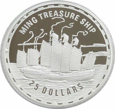 2007 Solomon Islands Legendary Fighting Ships Ming Treasure Ship $25 Silver Proof 1oz Coin