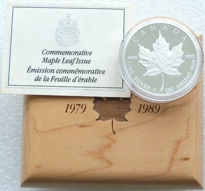1989 Canada Maple Leaf $5 Silver Proof 1oz Coin Box Coa