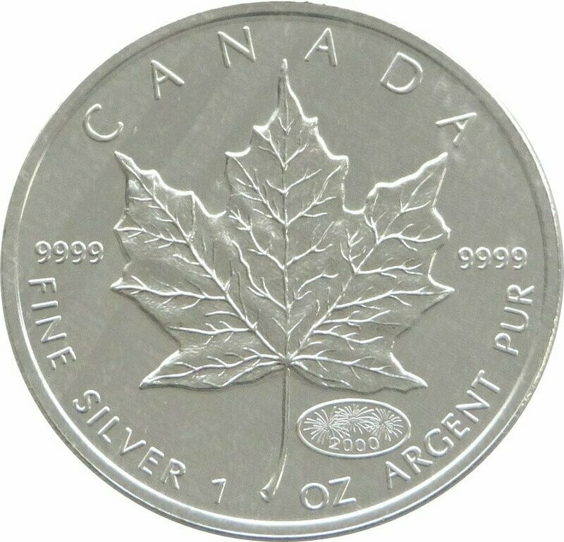 2000 Canada Maple Leaf Fireworks Privy $5 Silver 1oz Coin Sealed