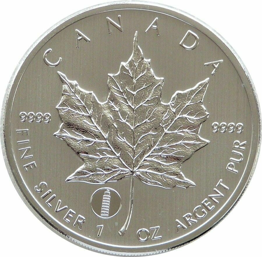 2012 Canada Maple Leaf Tower of Pisa Privy $5 Silver 1oz Coin