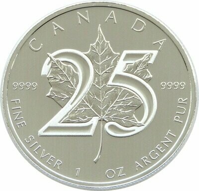 2013 Canada Maple Leaf 25th Anniversary $5 Silver 1oz Coin