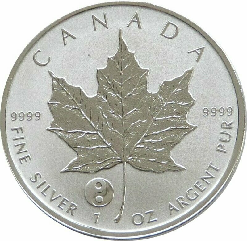 2016 Canada Maple Leaf Ying Yang Privy $5 Silver Reverse Proof 1oz Coin