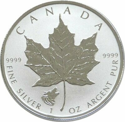 2016 Canada Maple Leaf Wolf Privy $5 Silver Reverse Proof 1oz Coin