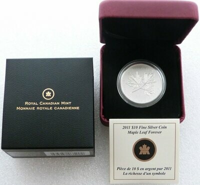 2011 Canada Maple Leaf Forever $10 Silver 1/2oz Coin Box Coa