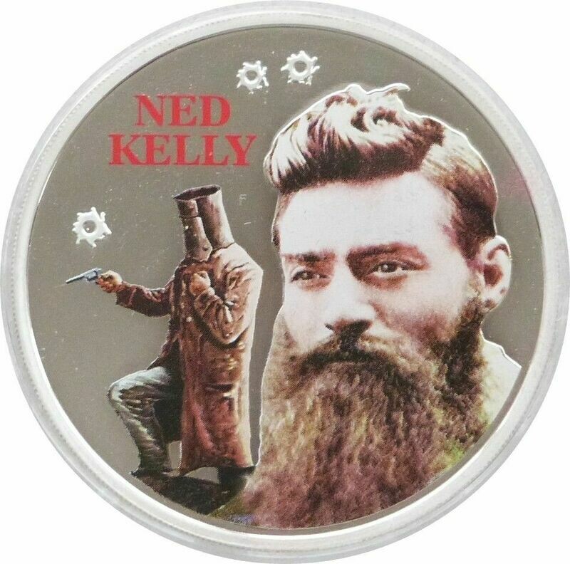 2003 Cook Islands Ned Kelly Colour $2 Silver Proof 2oz Coin