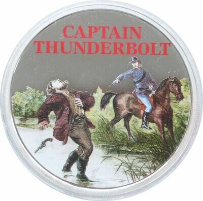 2003 Cook Islands Captain Thunderbolt Colour $2 Silver Proof 2oz Coin
