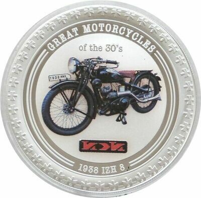 2007 Cook Islands Great Motorcycles IZH 8 $2 Silver Proof 1oz Coin