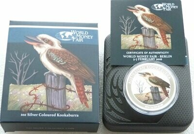 2016 Australia World Money Fair Kookaburra Colour $1 Silver 1oz Coin Box Coa