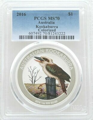 2016 Australia World Money Fair Kookaburra Colour $1 Silver 1oz Coin PCGS MS70