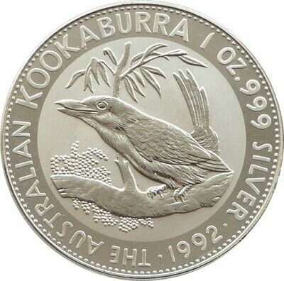 1992 Australia Kookaburra $1 Silver 1oz Coin