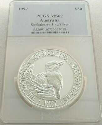 1997 Australia Kookaburra $30 Silver Kilo Coin PCGS MS67
