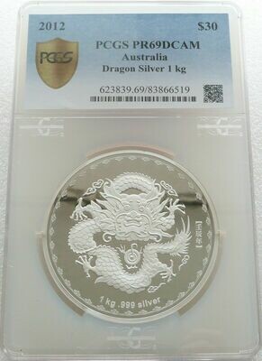 2012 Australia Lunar Dragon $30 Silver Proof Kilo Coin PCGS PR69 DCAM