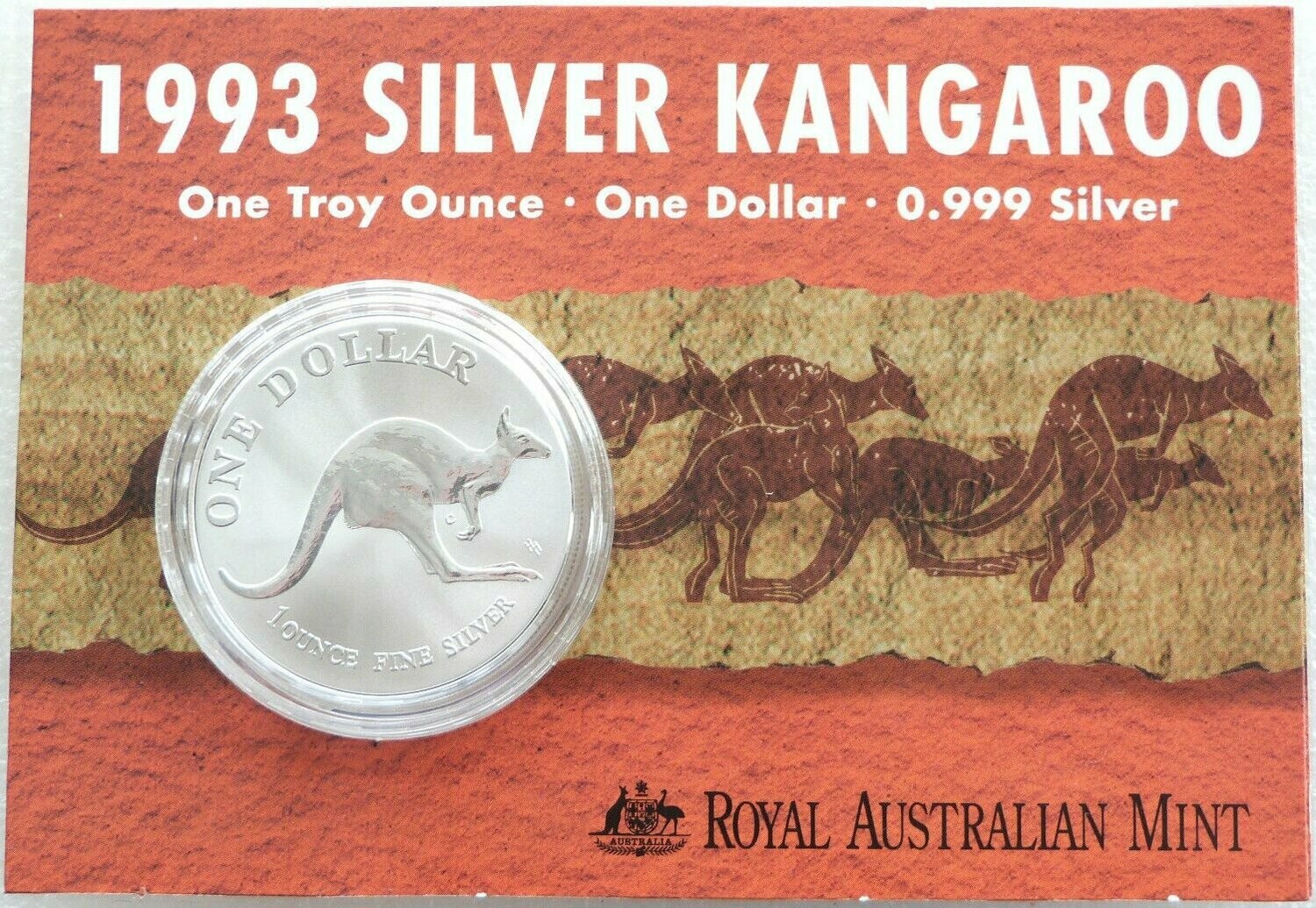 1993 Australia Kangaroo $1 Silver 1oz Coin Mint Pack