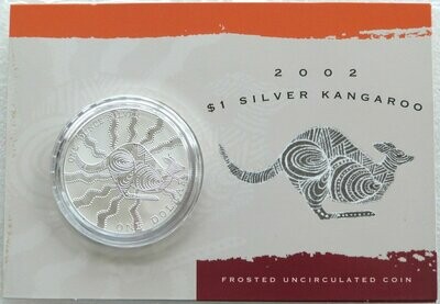 2002 Australia Kangaroo $1 Silver 1oz Coin Mint Card