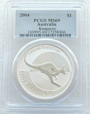 2004 Australia Kangaroo $1 Silver 1oz Coin PCGS MS69