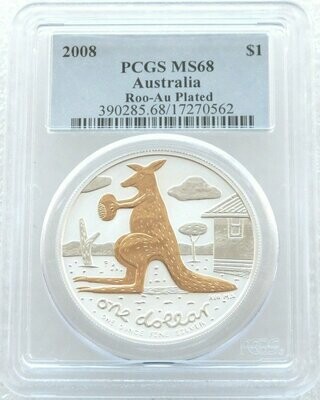 2008 Australia Kangaroo $1 Silver Gold 1oz Coin PCGS MS68