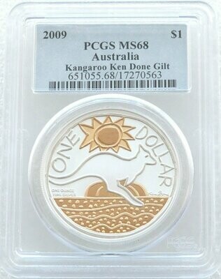 2009 Australia Kangaroo $1 Silver Gold 1oz Coin PCGS MS68