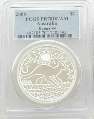 2009 Australia Kangaroo $1 Silver Proof 1oz Coin PCGS PR70 DCAM