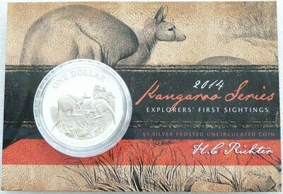 2014 Australia Kangaroo $1 Silver 1oz Coin Mint Card