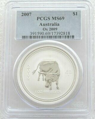 2009 Australia Lunar Ox $1 Silver 1oz Coin PCGS MS69