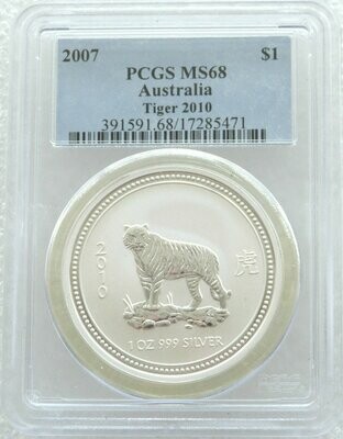 2010 Australia Lunar Tiger $1 Silver 1oz Coin PCGS MS68