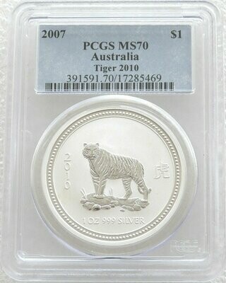 2010 Australia Lunar Tiger $1 Silver 1oz Coin PCGS MS70