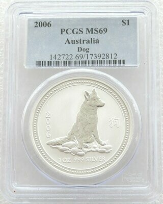 2006 Australia Lunar Dog $1 Silver 1oz Coin PCGS MS69