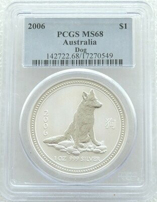 2006 Australia Lunar Dog $1 Silver 1oz Coin PCGS MS68