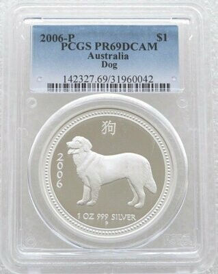 2006-P Australia Lunar Dog $1 Silver Proof 1oz Coin PCGS PR69 DCAM