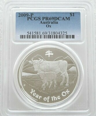 2009-P Australia Lunar Ox $1 Silver Proof 1oz Coin PCGS PR69 DCAM