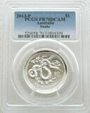 2013-P Australia Lunar Snake High Relief $1 Silver Proof 1oz Coin PCGS PR70