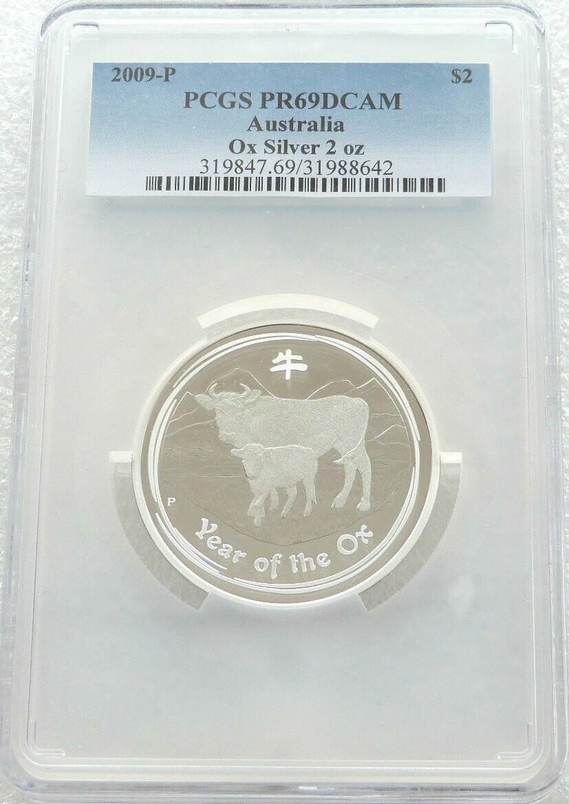 2009-P Australia Lunar Ox $2 Silver Proof 2oz Coin PCGS PR69 DCAM
