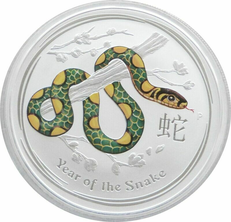 2013-P Australia Lunar Snake Colour $2 Silver 2oz Coin