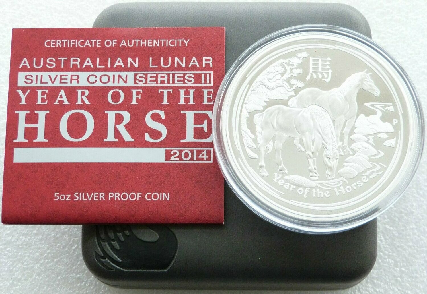 2014-P Australia Lunar Horse $8 Silver Proof 5oz Coin Box Coa
