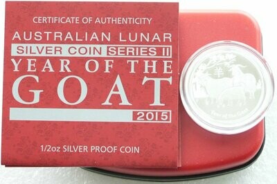 2015-P Australia Lunar Goat 50c Silver Proof 1/2oz Coin Box Coa