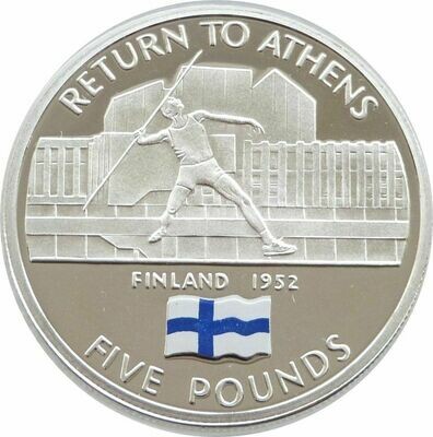 2004 Gibraltar Olympic Games Return to Athens Finland £5 Silver Proof Coin