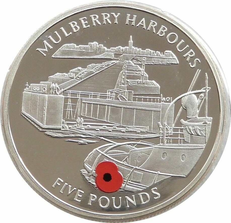 2004 Gibraltar Route to Victory Mulberry Harbours £5 Silver Proof Coin