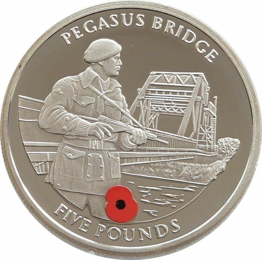2004 Gibraltar Route to Victory Pegasus Bridge £5 Silver Proof Coin