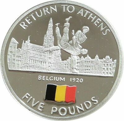 2005 Gibraltar Olympic Games Return to Athens Belgium £5 Silver Proof Coin