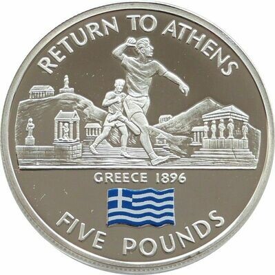 2005 Gibraltar Olympic Games Return to Athens Greece £5 Silver Proof Coin