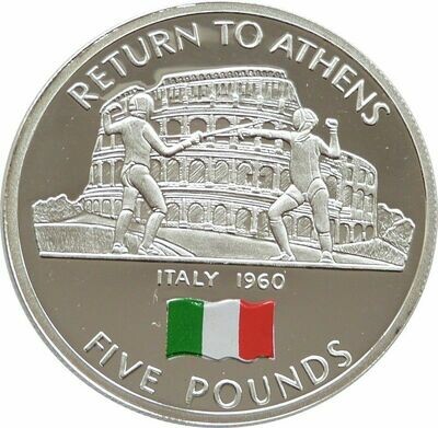 2005 Gibraltar Olympic Games Return to Athens Italy £5 Silver Proof Coin
