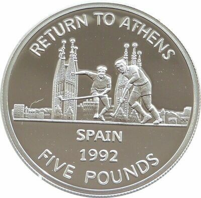 2005 Gibraltar Olympic Games Return to Athens Spain £5 Silver Proof Coin